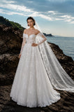 Load image into Gallery viewer, Ivory Romantic Bridal Gown with Statement Skirt, Wedding Dress for Formal Ceremony