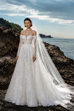Load image into Gallery viewer, Ivory Romantic Bridal Gown with Statement Skirt, Wedding Dress for Formal Ceremony