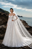 Load image into Gallery viewer, Ivory Romantic Bridal Gown with Statement Skirt, Wedding Dress for Formal Ceremony
