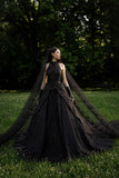 Load image into Gallery viewer, Black Statement Bridal Gown with Formal Bridal Look, Wedding Dress for Wedding Reception