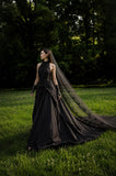 Load image into Gallery viewer, Black Statement Bridal Gown with Formal Bridal Look, Wedding Dress for Wedding Reception