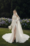 Load image into Gallery viewer, Ivory Romantic Bridal Gown with Graceful Draping, Wedding Dress for Formal Ceremony