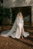 Load image into Gallery viewer, Ivory Elegant Bridal Gown with Graceful Draping, Wedding Dress for Formal Ceremony