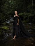 Load image into Gallery viewer, Black Statement Bridal Gown with Statement Skirt, Wedding Dress for Wedding Reception