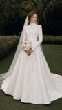 Load image into Gallery viewer, Ivory Statement Bridal Gown with Graceful Draping, Wedding Dress for Formal Ceremony