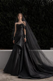 Load image into Gallery viewer, Black Gothic Bridal Gown with Ceremony Style, Wedding Dress for Wedding Reception