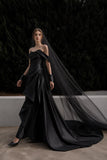 Load image into Gallery viewer, Black Gothic Bridal Gown with Ceremony Style, Wedding Dress for Wedding Reception