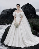 Load image into Gallery viewer, Ivory Statement Bridal Gown with Ceremony Style, Wedding Dress for Formal Ceremony