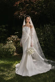Load image into Gallery viewer, Ivory Romantic Bridal Gown with Flowing Train, Wedding Dress for Garden Wedding