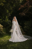 Load image into Gallery viewer, Ivory Romantic Bridal Gown with Flowing Train, Wedding Dress for Garden Wedding