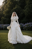 Load image into Gallery viewer, Ivory Refined Bridal Gown with Flowing Train, Wedding Dress for Garden Wedding