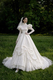 Load image into Gallery viewer, Ivory Classic Bridal Gown with Flowing Train, Wedding Dress for Garden Wedding