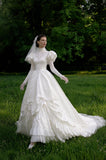 Load image into Gallery viewer, Ivory Classic Bridal Gown with Flowing Train, Wedding Dress for Garden Wedding