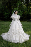 Load image into Gallery viewer, Ivory Classic Bridal Gown with Flowing Train, Wedding Dress for Garden Wedding