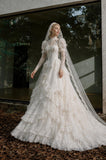 Load image into Gallery viewer, Ivory Graceful Bridal Gown with Flowing Train, Wedding Dress for Garden Wedding