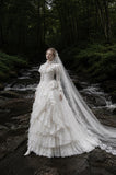 Load image into Gallery viewer, Ivory Statement Bridal Gown with Flowing Train, Wedding Dress for Garden Wedding