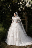 Load image into Gallery viewer, Ivory Statement Bridal Gown with Full-Length Silhouette, Wedding Dress for Garden Wedding