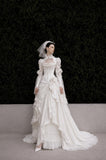 Load image into Gallery viewer, Ivory Romantic Bridal Gown with Statement Skirt, Wedding Dress for Garden Wedding