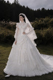 Load image into Gallery viewer, Ivory Elegant Bridal Gown with Statement Skirt, Wedding Dress for Garden Wedding
