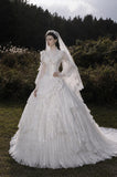 Load image into Gallery viewer, Ivory Elegant Bridal Gown with Statement Skirt, Wedding Dress for Garden Wedding