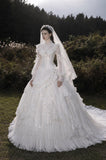 Load image into Gallery viewer, Ivory Elegant Bridal Gown with Statement Skirt, Wedding Dress for Garden Wedding