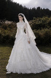Load image into Gallery viewer, Ivory Elegant Bridal Gown with Statement Skirt, Wedding Dress for Garden Wedding