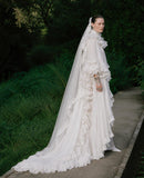 Load image into Gallery viewer, White Formal Bridal Dress with Elegant Train, Romantic Wedding Gown