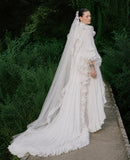 Load image into Gallery viewer, White Formal Bridal Dress with Elegant Train, Romantic Wedding Gown