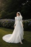 Load image into Gallery viewer, Ivory Formal Bridal Dress with Elegant Train, Romantic Wedding Gown