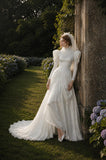 Load image into Gallery viewer, Ivory Formal Bridal Dress with Elegant Train, Romantic Wedding Gown