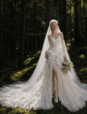 Load image into Gallery viewer, Ivory Wedding Gown with Graceful Full Length Silhouette and Dramatic Bridal Train