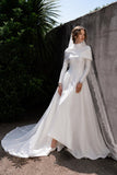 Load image into Gallery viewer, White Formal Bridal Dress with Elegant Train, Romantic Wedding Gown