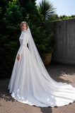 Load image into Gallery viewer, White Formal Bridal Dress with Elegant Train, Romantic Wedding Gown