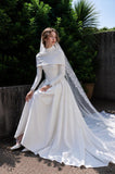 Load image into Gallery viewer, White Formal Bridal Dress with Elegant Train, Romantic Wedding Gown