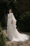Load image into Gallery viewer, Ivory Bridal Gown with Flowing Train, Elegant Wedding Dress for Formal Ceremony