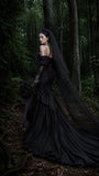 Load image into Gallery viewer, Black Gothic Wedding Dress with Elegant Train, Dark Romantic Bridal Gown