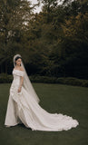 Load image into Gallery viewer, Ivory Bridal Gown with Flowing Train, Elegant Wedding Dress for Formal Ceremony
