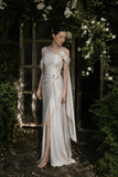 Load image into Gallery viewer, Ivory Statement Wedding Dress with Flowing Skirt and Refined Bridal Silhouette