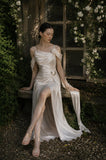 Load image into Gallery viewer, Ivory Statement Wedding Dress with Flowing Skirt and Refined Bridal Silhouette