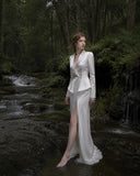 Load image into Gallery viewer, Silver Gray Elegant Floor Length Dress, Modern Formal Gown for Gala and Reception