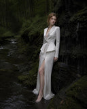 Load image into Gallery viewer, Silver Gray Elegant Floor Length Dress, Modern Formal Gown for Gala and Reception