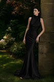 Load image into Gallery viewer, Black Formal Evening Dress with Refined Full Length Silhouette for Reception and Gala