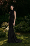 Load image into Gallery viewer, Black Formal Evening Dress with Refined Full Length Silhouette for Reception and Gala