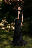 Load image into Gallery viewer, Black Formal Evening Dress with Refined Full Length Silhouette for Reception and Gala
