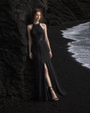 Load image into Gallery viewer, Black Long Formal Gown, Elegant Statement Evening Dress for Special Events