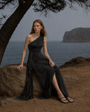 Load image into Gallery viewer, Black Floor Length Formal Gown, Elegant Long Evening Dress for Gala and Special Occasion