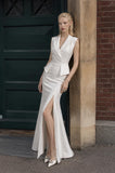 Load image into Gallery viewer, Ivory Tailored Pantsuit for Women, Elegant Formal Suit and Wedding Guest Outfit