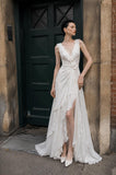Load image into Gallery viewer, Ivory Floor Length Formal Gown, Elegant Long Evening Dress for Gala and Special Occasion