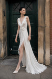 Load image into Gallery viewer, Ivory Floor Length Formal Gown, Elegant Long Evening Dress for Gala and Special Occasion