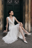 Load image into Gallery viewer, Ivory Floor Length Formal Gown, Elegant Long Evening Dress for Gala and Special Occasion